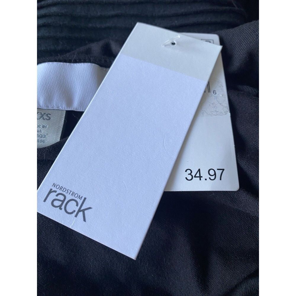New - Nordstrom Rack Sz XS Sleeveless MIDI Dress Black Ruched Knot Front - Picture 4 of 6